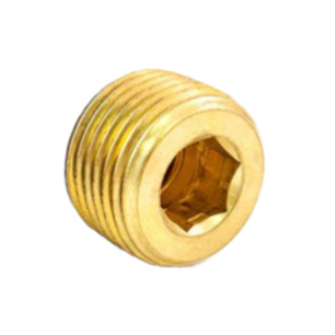 1/8" Brass Countersunk Hex Head Pipe Plug – Recessed, NPT Thread, Low-Profile