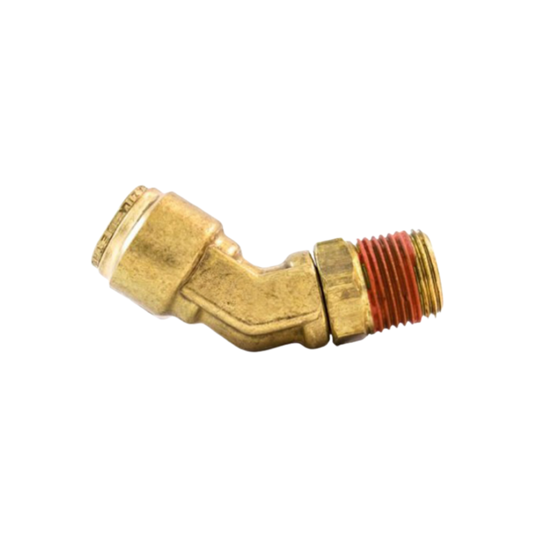 1/4" Tube x 1/8" Male Pipe Brass Push-to-Connect 45° Swivel Elbow