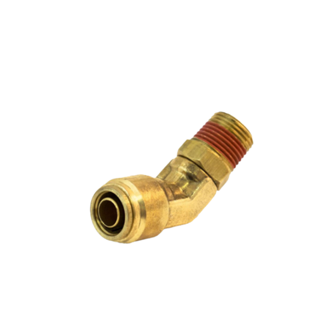 1/4" Tube x 1/4" Male Pipe Brass Push-to-Connect 45° Swivel Elbow