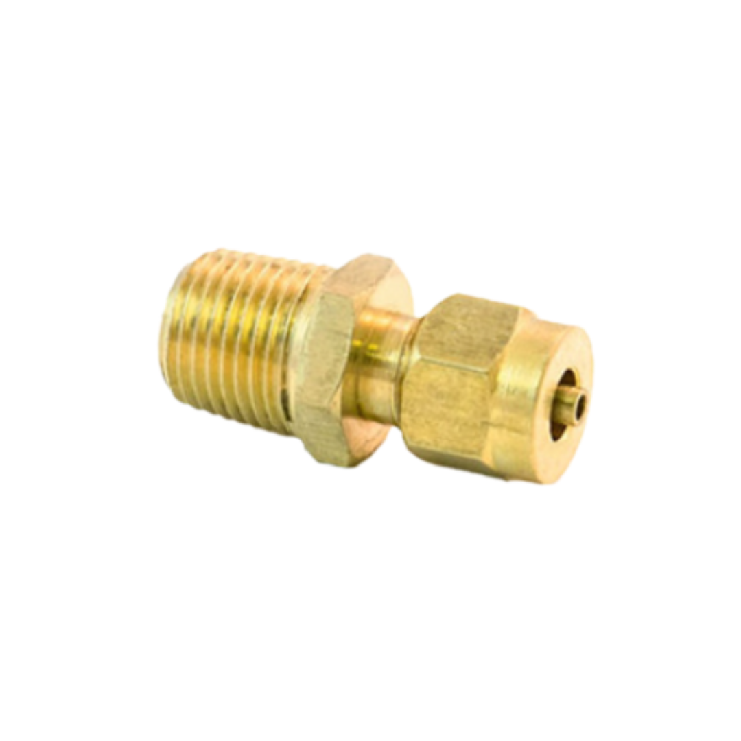1/8" x 1/16" Transmission Male Connector, Collet Style, Brass