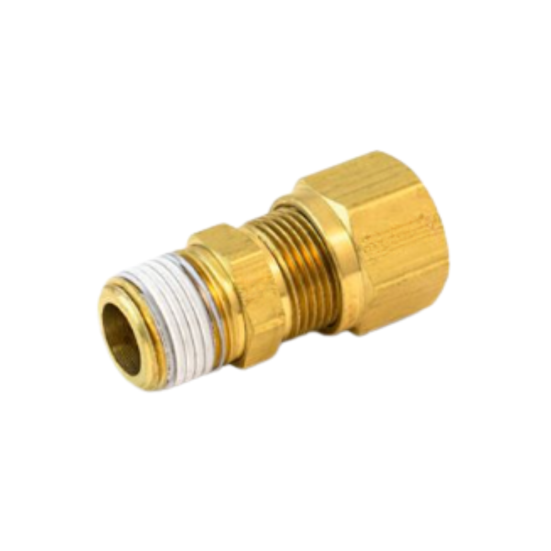 TRS-S768AB-4-4 Brass Male Connector, 1/4" Tube x 1/4" NPT, for Nylon Air Brake Tubing, -40°F to 200°F, 150 PSI