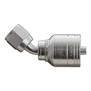 WeatherGRIP™ Hydraulic Hose Fitting – JIC 37° Female Swivel 45° Elbow, 3/8" Hose x 9/16-18 Thread, Zinc-Plated Steel
