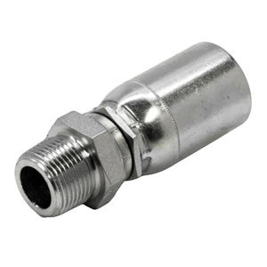 Crimp JIC 37° Male Pipe Swivel Hydraulic Hose Fitting – 1/2" Hose x 1/2"-14 MPT, Zinc-Plated Steel