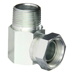 Hydraulic 90° Street Elbow – 1" Female Pipe Swivel (NPSM) x 1" Male Pipe (NPTF) – Carbon Steel, Zinc-Plated