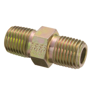 Hydraulic Hex Nipple – 3/8" Male NPTF x 3/8" Male NPTF – Carbon Steel, 7/8" Hex, Zinc-Plated