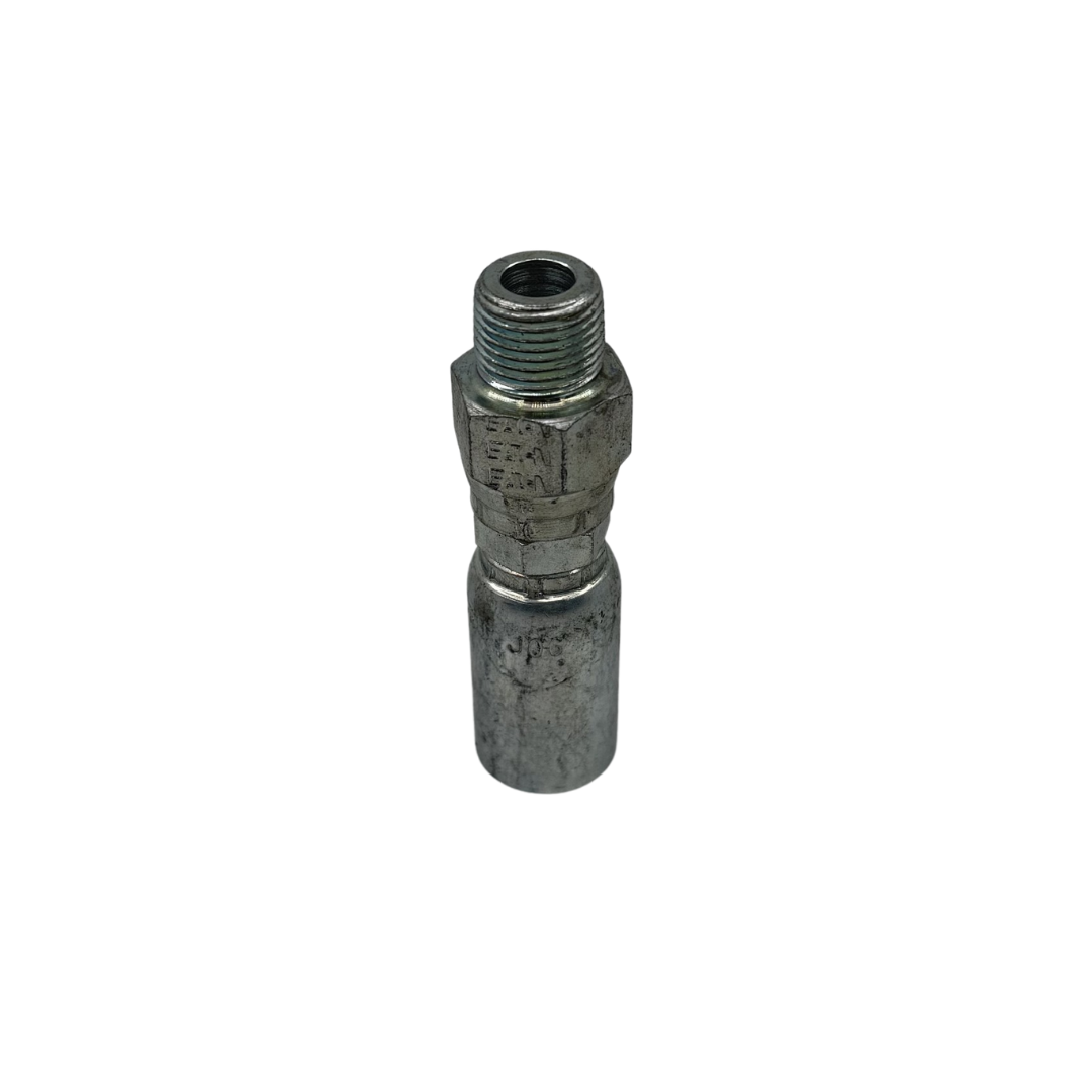 Crimp JIC 37° Male Pipe Swivel Hydraulic Hose Fitting – 3/8" Hose x 3/8"-18 MPT, Zinc-Plated Steel