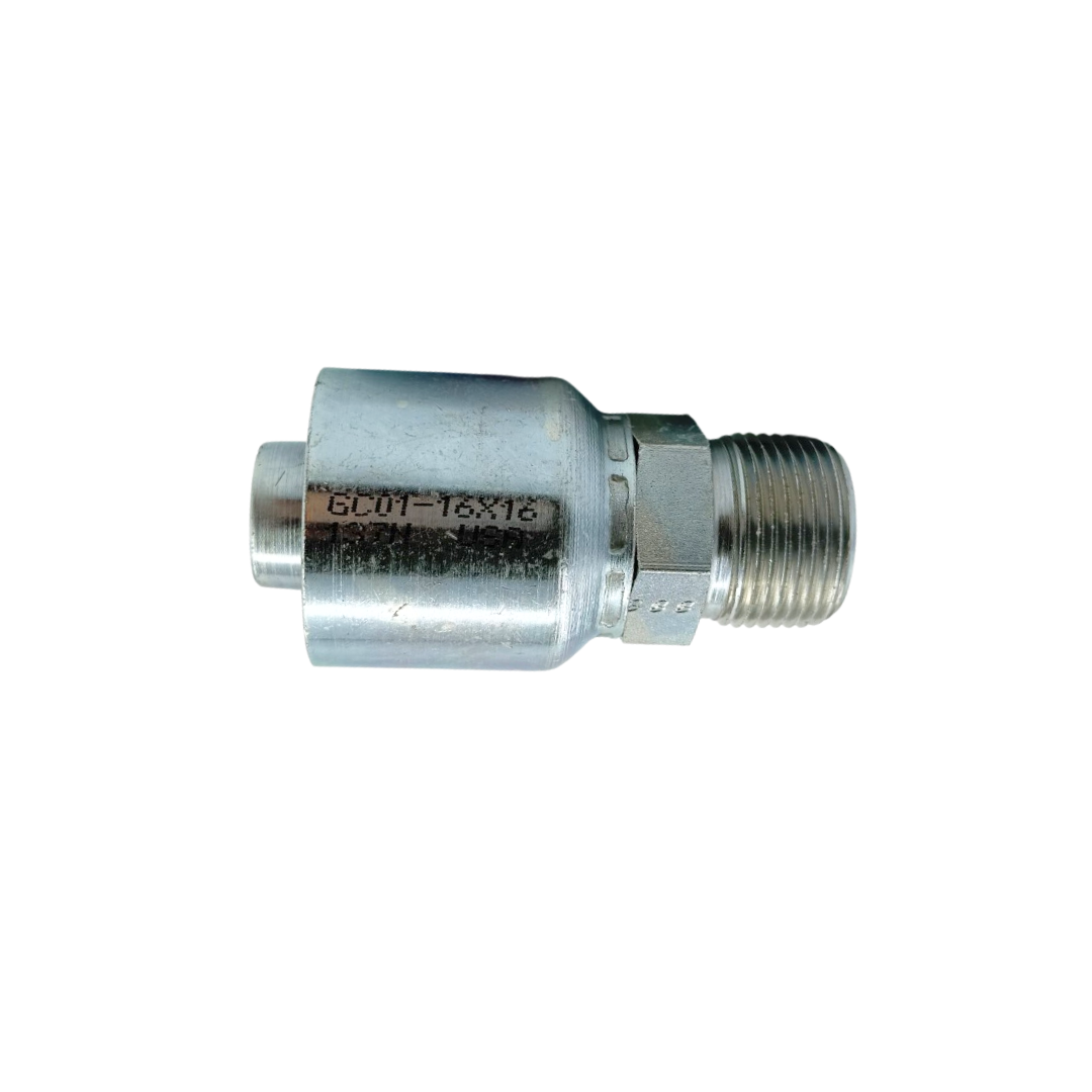 Grip Crimp Hydraulic Adapter – Male NPTF 1" x 1" – Straight – Zinc-Plated