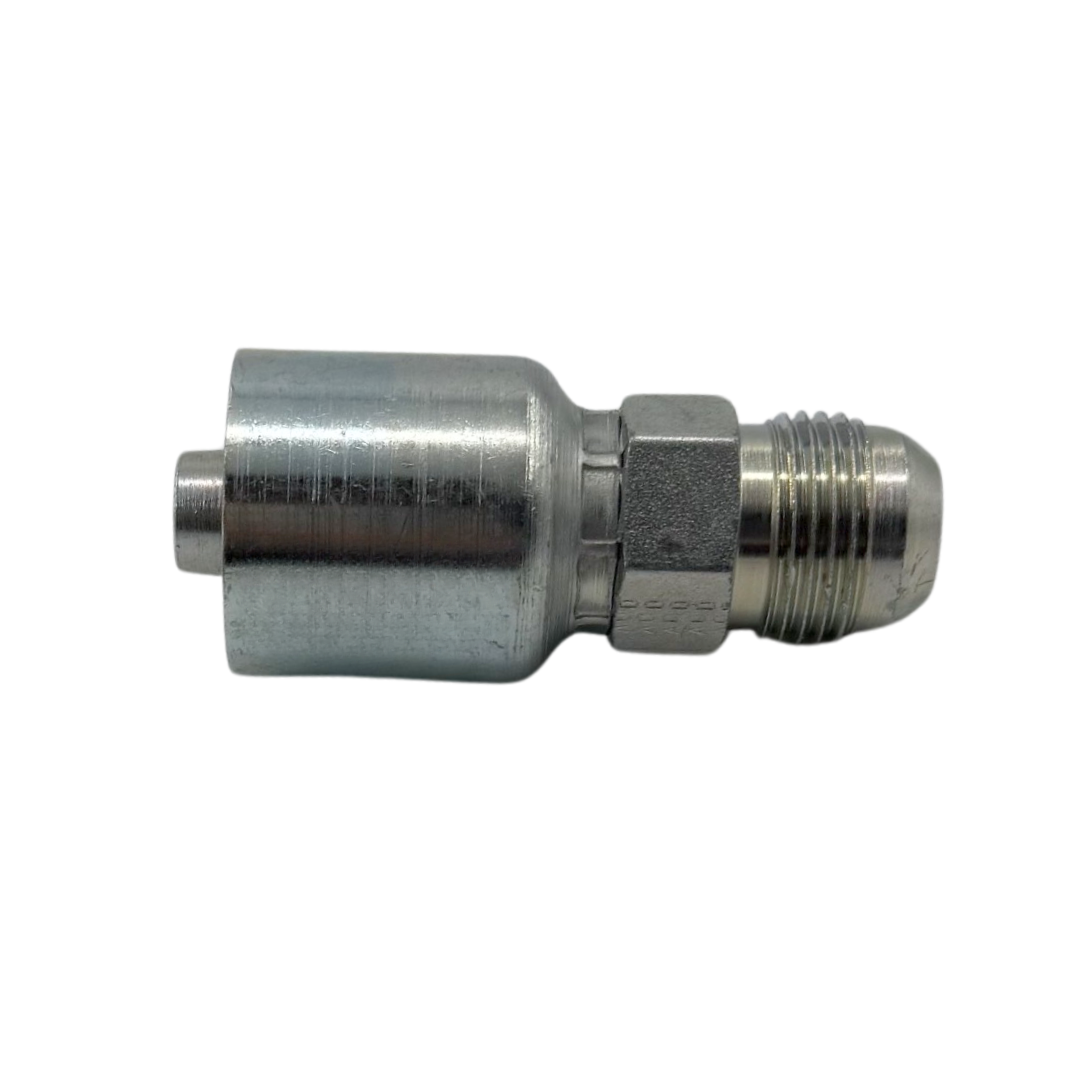 Hydraulic Hose Fitting – Straight Male – Grip Crimp – JIC 37° Flare – 5/8" Hose x 3/4"-16 Thread – Trivalent Zinc Plated