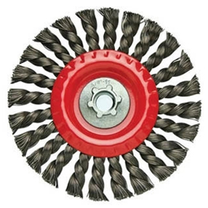 6" Knotted Wire Wheel Brush β Brass Coated β 5/8"-11 Threaded Arbor β Max 9,000 RPM