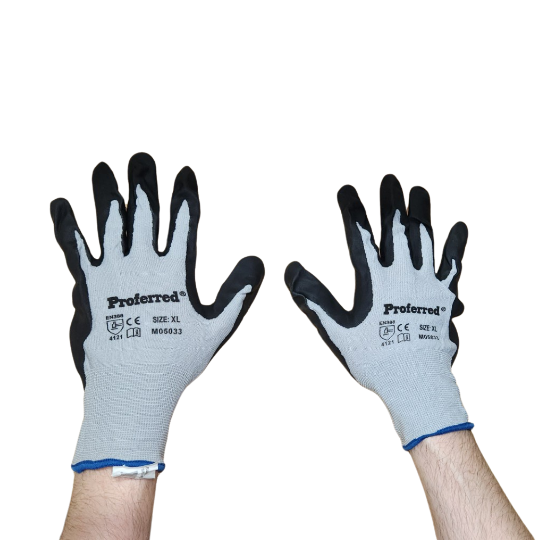 Proferred M05033 Black Nitrile / Gray Liner Glove